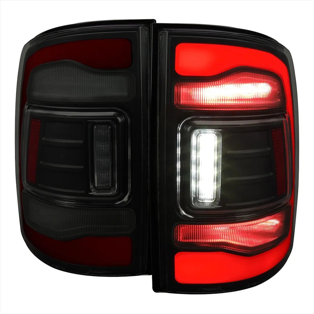 LT-RAM09SMLED-RS – SPEC-D TUNIN Tail Light Assembly, LED Smoke Lens Matte Black ABS Plastic Housing Red Brake Light/ ...